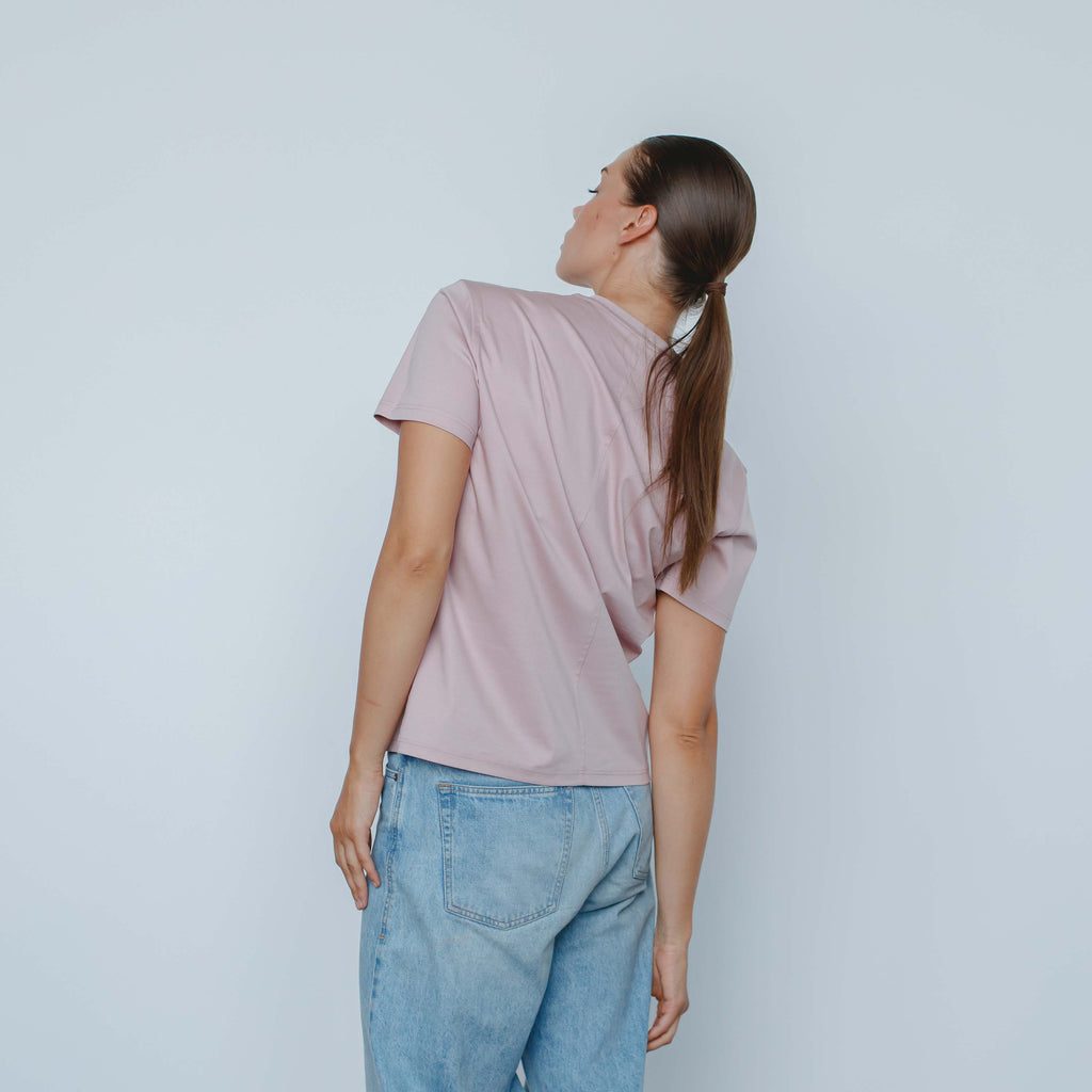 "THE FLOW" Silk Blend Regular T-Shirt - DUSTY BLOSSOM