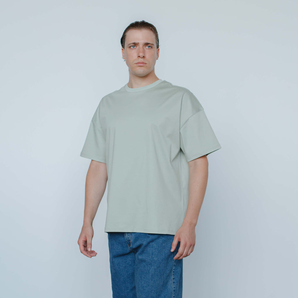 "THE FLOW" Silk Blend Oversized T-Shirt - GREEN