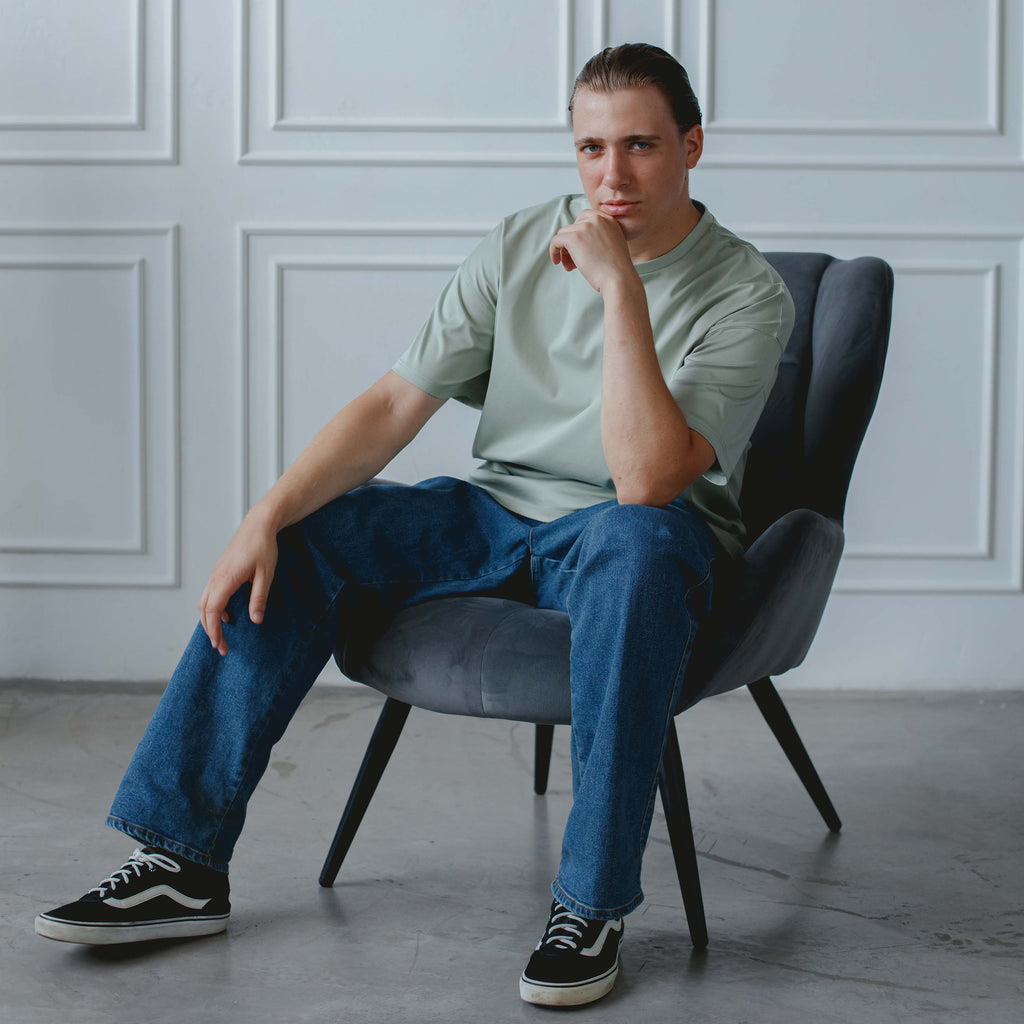 "THE FLOW" Silk Blend Oversized T-Shirt - GREEN