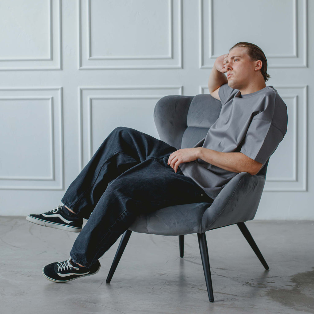 "THE FLOW" Silk Blend Oversized T-Shirt - GREY