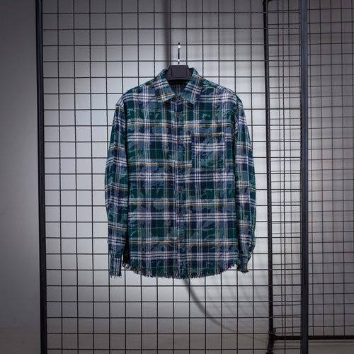 "THE FLOW" Acid-Wash Checked Shirt - Limited Edition - GREEN