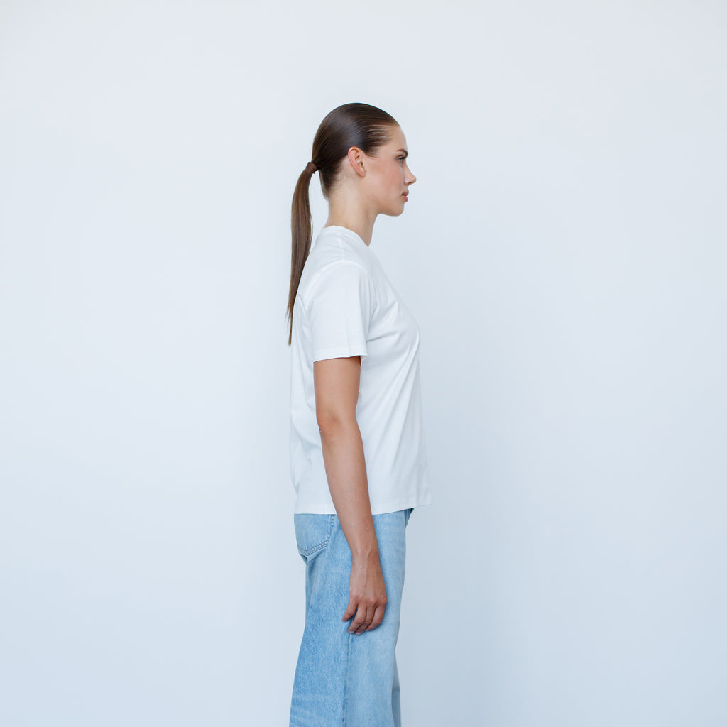 "THE FLOW" Silk Blend Regular T-Shirt - WHITE