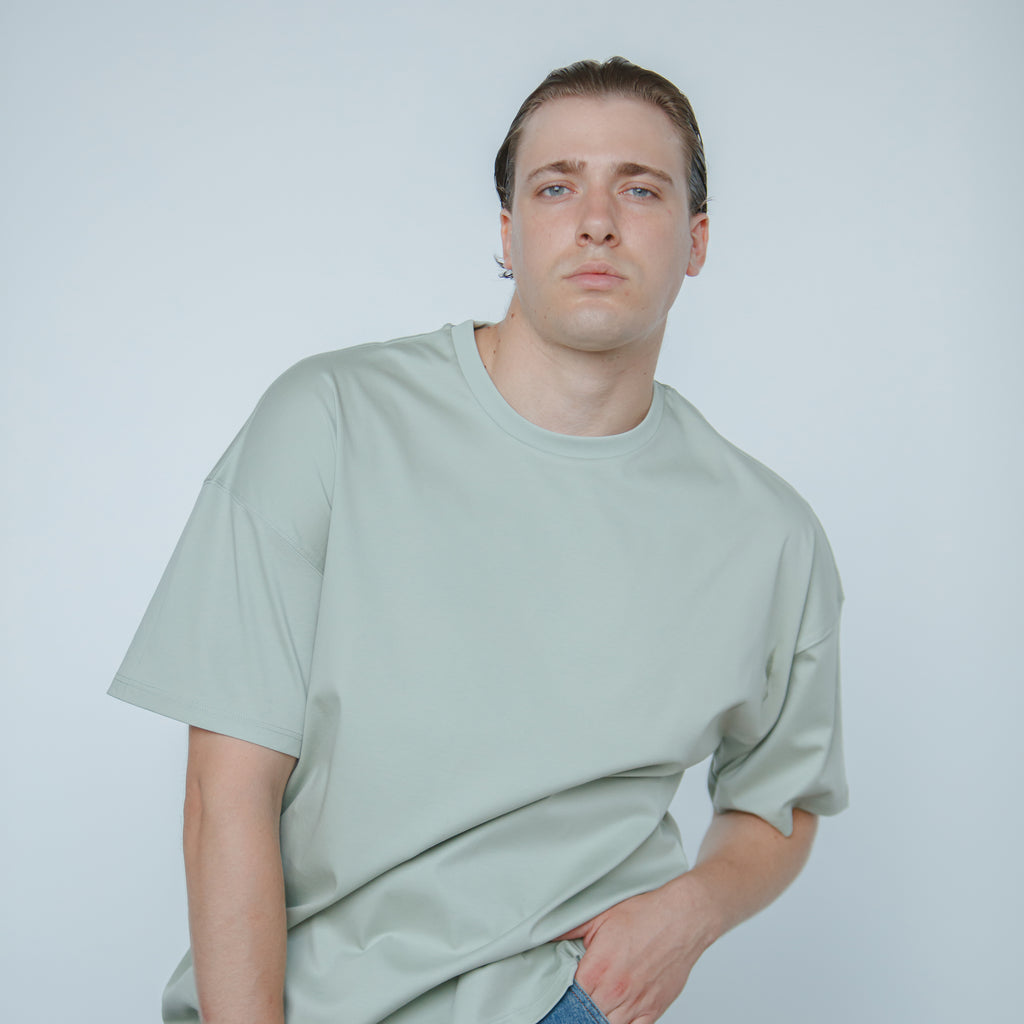 "THE FLOW" Silk Blend Oversized T-Shirt - GREEN