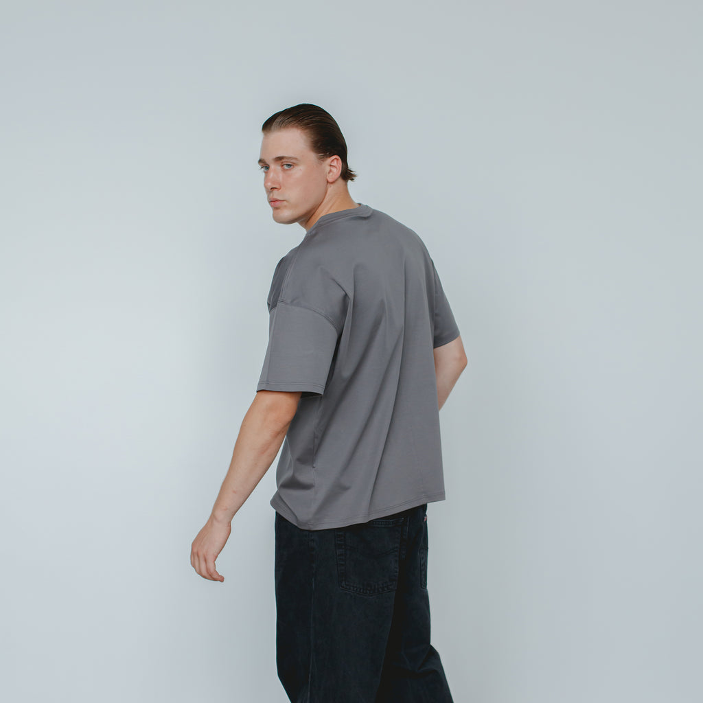 "THE FLOW" Silk Blend Oversized T-Shirt - GREY