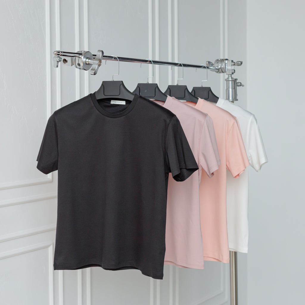 "THE FLOW" Silk Blend Regular T-Shirt - WHITE