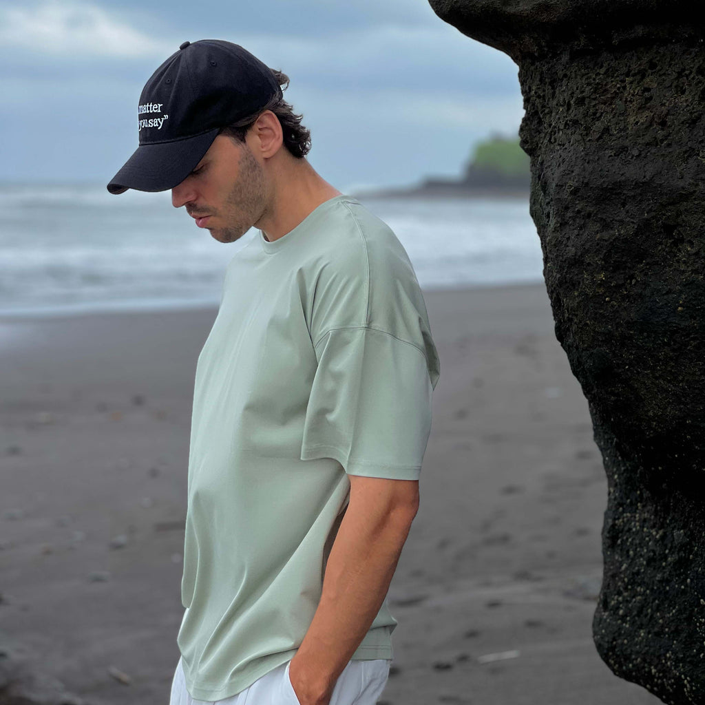 "THE FLOW" Silk Blend Oversized T-Shirt - GREEN