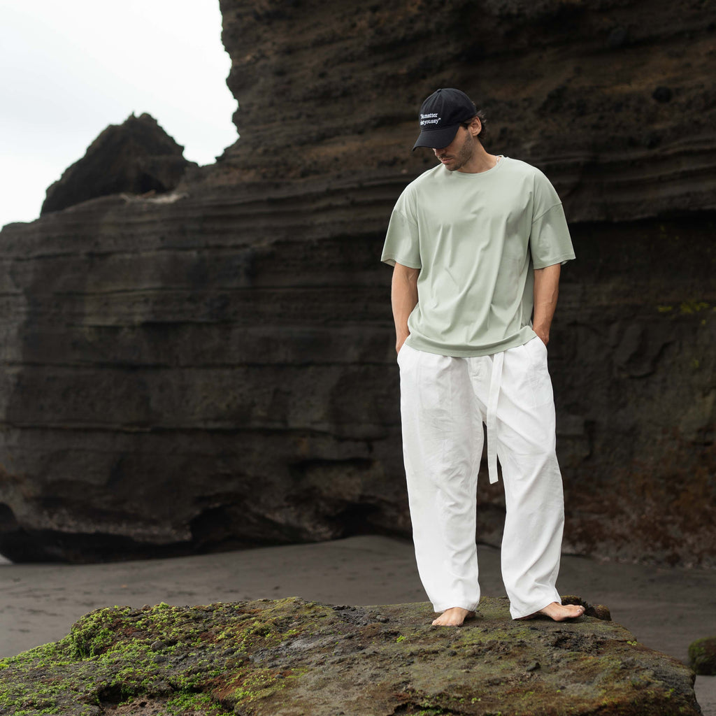 "THE FLOW" Silk Blend Oversized T-Shirt - GREEN