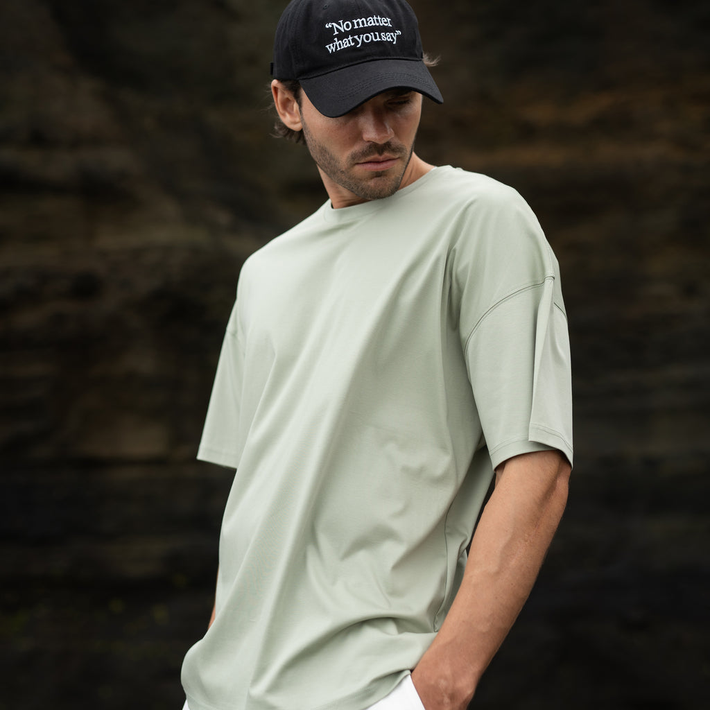 "THE FLOW" Silk Blend Oversized T-Shirt - GREEN