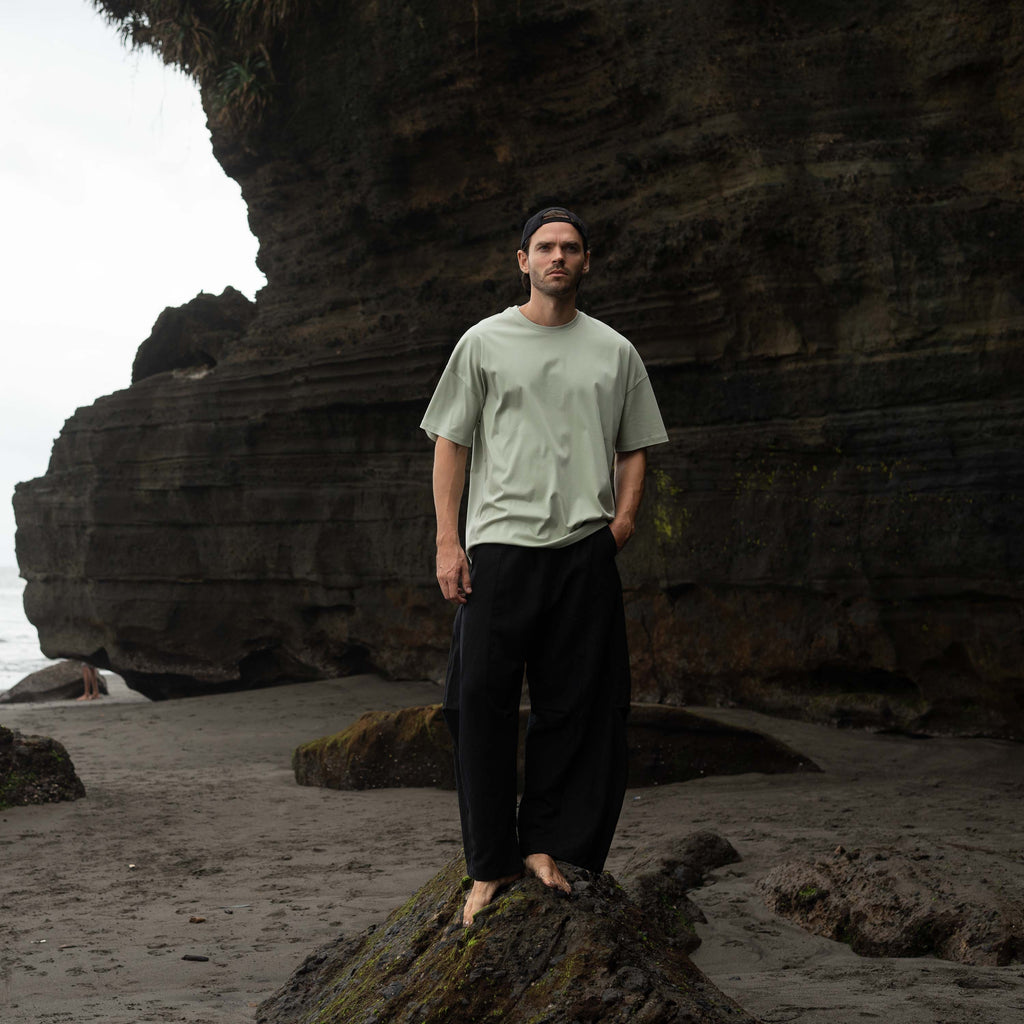 "THE FLOW" Silk Blend Oversized T-Shirt - GREEN