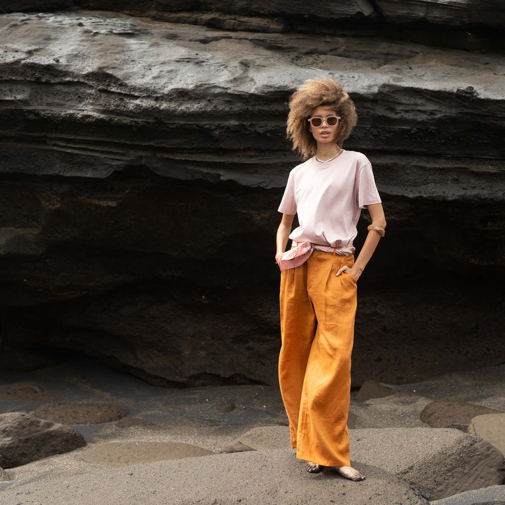 "THE FLOW" Silk Blend Regular T-Shirt - DUSTY BLOSSOM