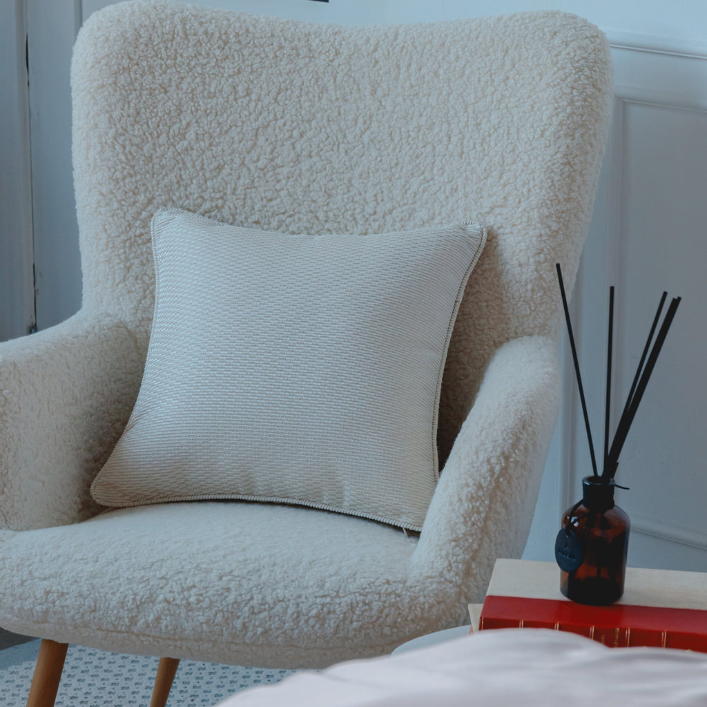 3D Jacquard Cushion Cover - PEARL IVORY