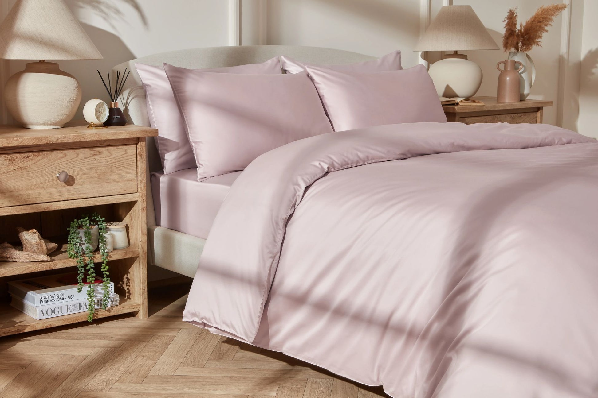Premium Cotton Sateen Duvet Cover with Mother-of-Pearl Buttons «LUMEN»  ORCHID